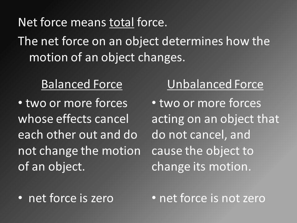 Net force means total force.