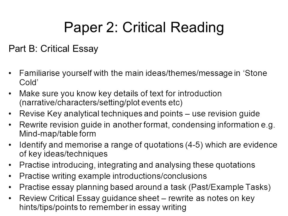 Review of critical essay