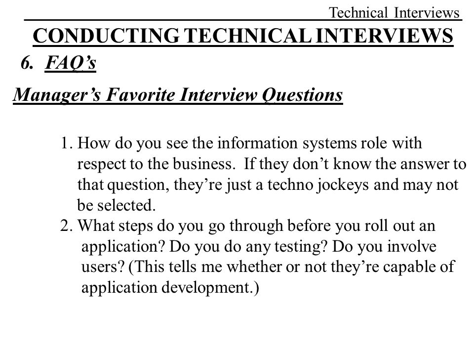 interview questions for technical managers
