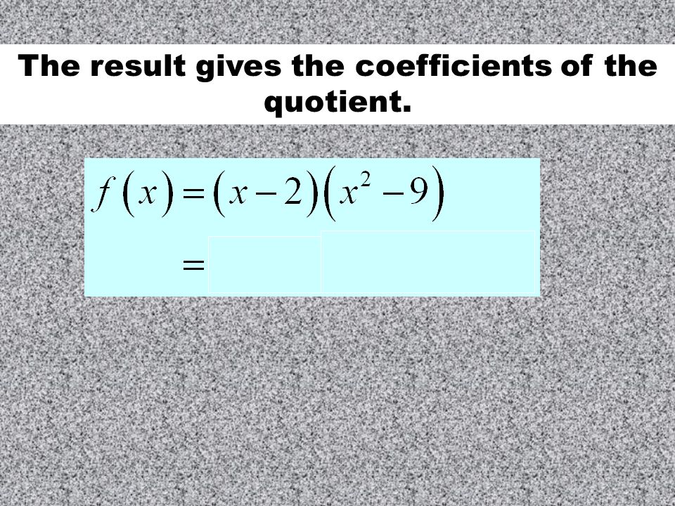The result gives the coefficients of the quotient.