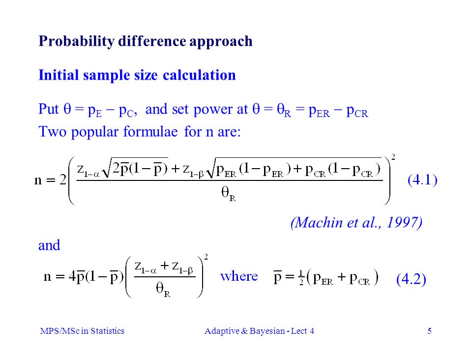 mps msc in statisticsadaptive bayesian lect 41 lecture 4 sample statistics sample size calculator