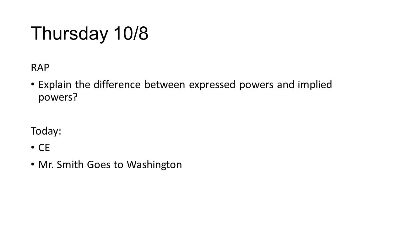Worksheets Mr Smith Goes To Washington Worksheet thursday 108 rap explain the difference between expressed powers 1 thursday