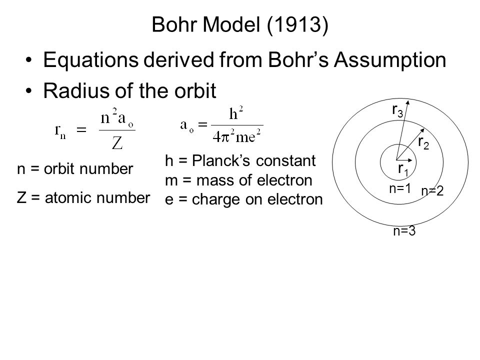 Bohr Model And Quantum Theory Lecture 2 Atom The Planetary 12 Bohr Model 1913 Equations Derived From S Assumption Radius