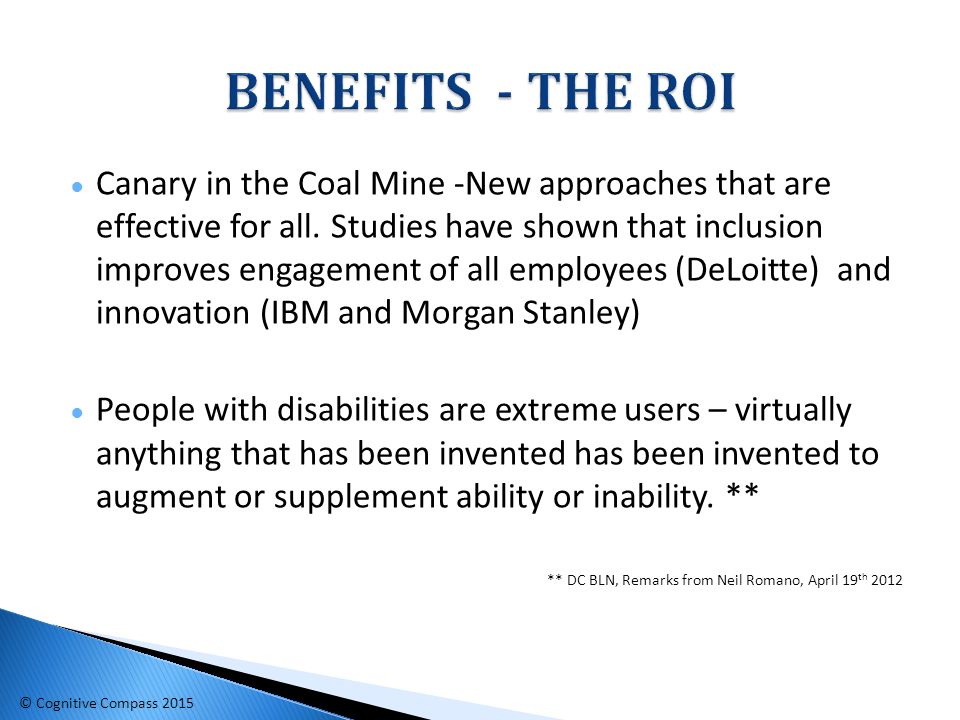 ● Canary in the Coal Mine -New approaches that are effective for all.