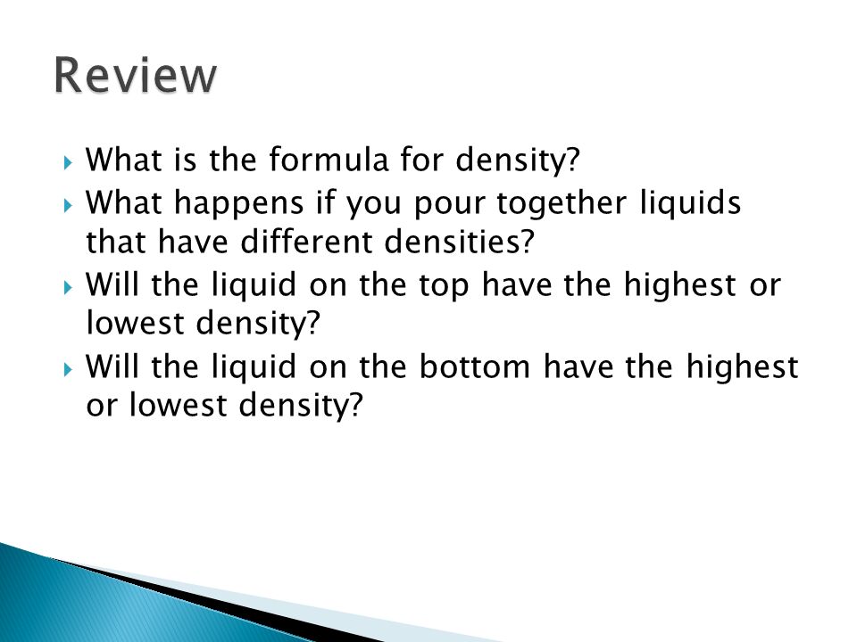  What is the formula for density.