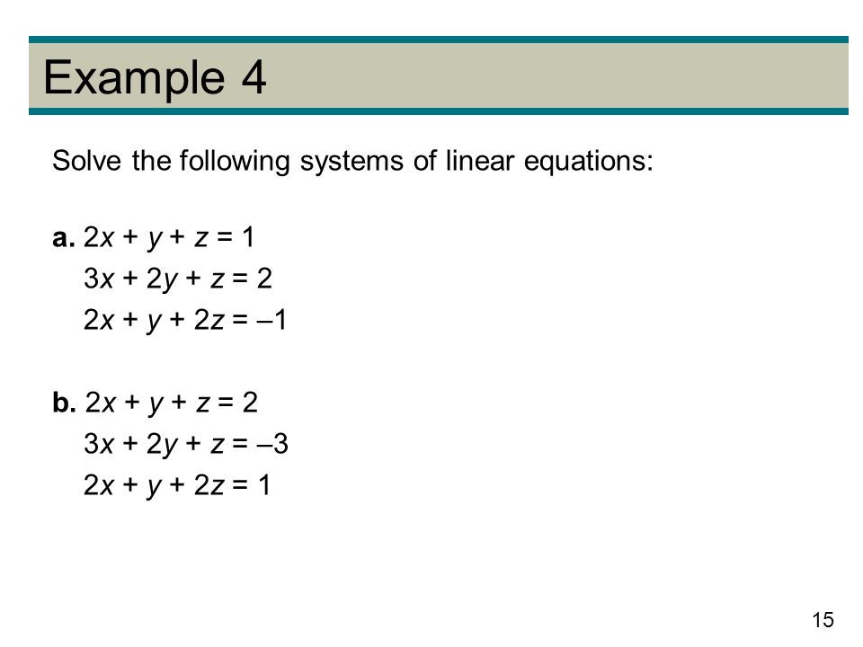 Copyright Cene Learning All Rights Reserved 2 Systems Of 15 Example 4 Solve The Following Systems Of Linear Equations A