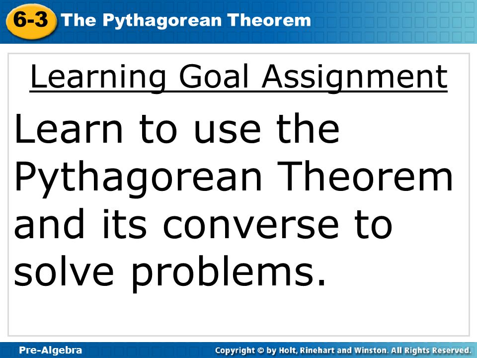 The Pythagorean Theorem Assignment