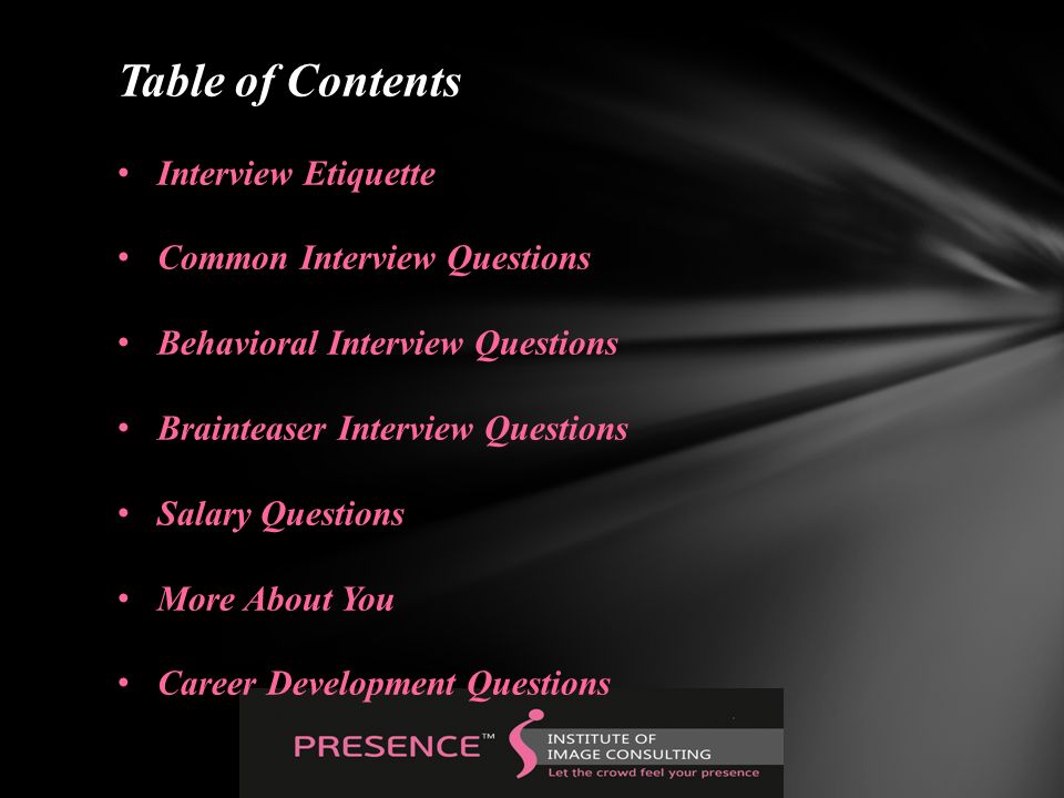 interview skills table of contents introduction objectives for common behavioral interview questions