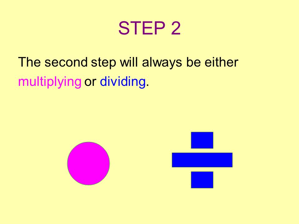STEP 1 The first step will always be either adding or subtracting.