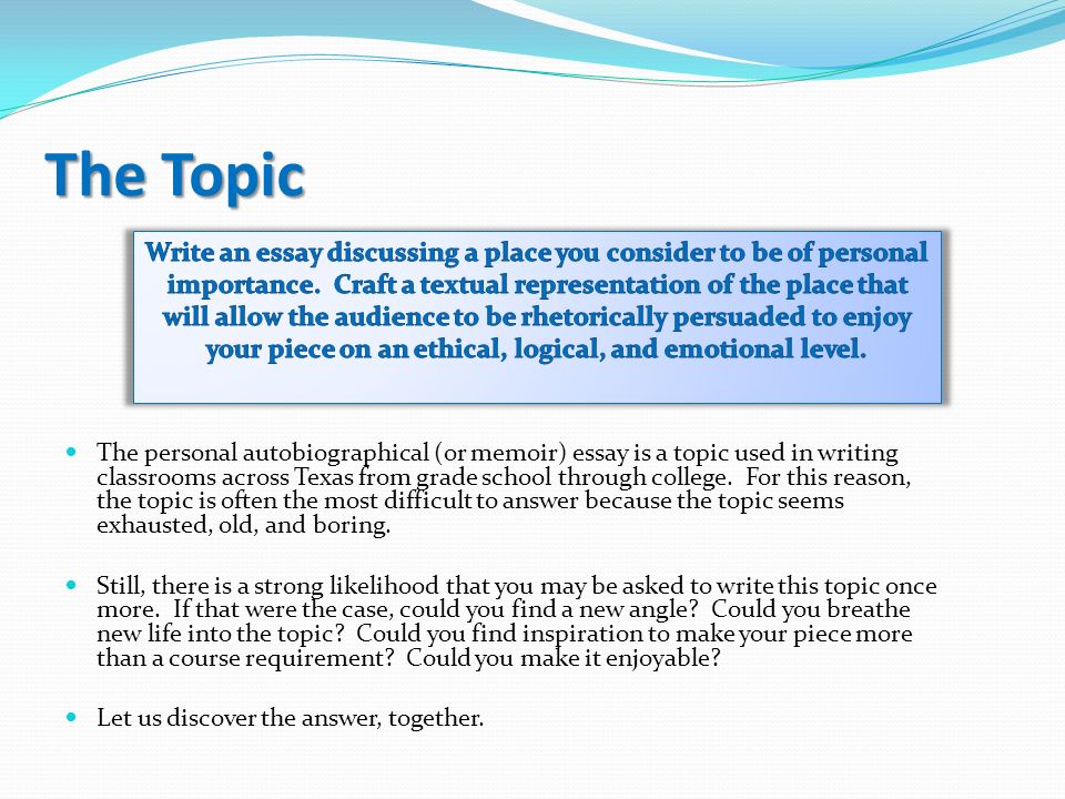 Memoir Examples Essay