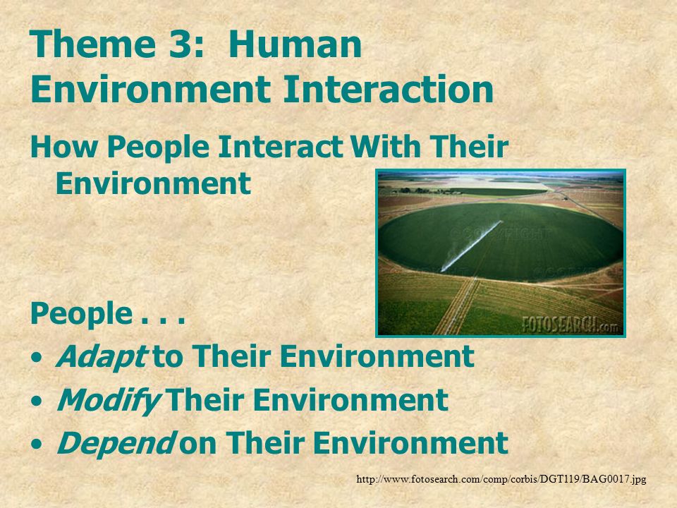 Theme 3: Human Environment Interaction How People Interact With Their Environment People...