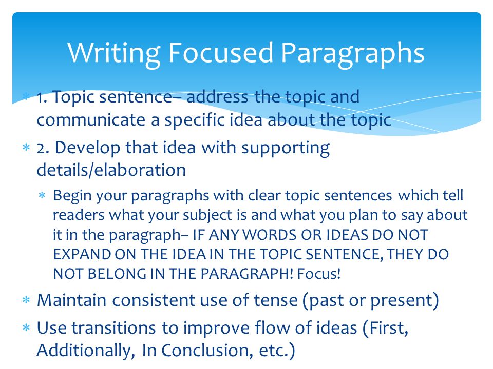 essay writing and paragraphs Regard the paragraph as the unit of organization for your essay (strunk and white 15) paragraphs can be of varying lengths, but they must present a coherent argument unified under a single topic. essay writing and paragraphs Regard the paragraph as the unit of organization for your essay (strunk and white 15) paragraphs can be of varying lengths, but they must present a coherent argument unified under a single topic.