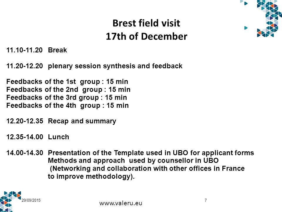 brest field visit 16 _ 17 december university of western brittany brest field visit 16 _ 17 december university of western brittany, Presentation templates