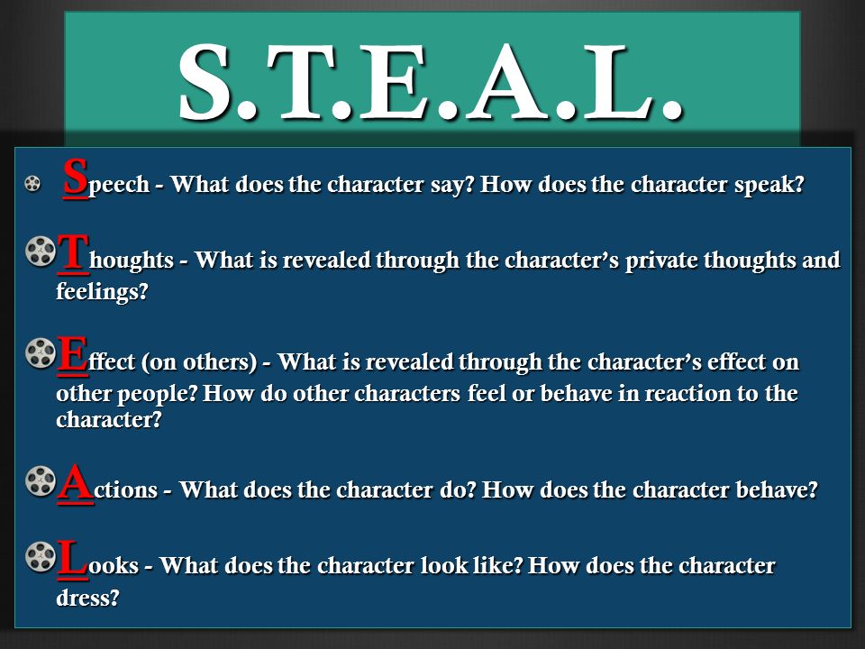 S.T.E.A.L. S peech - What does the character say.