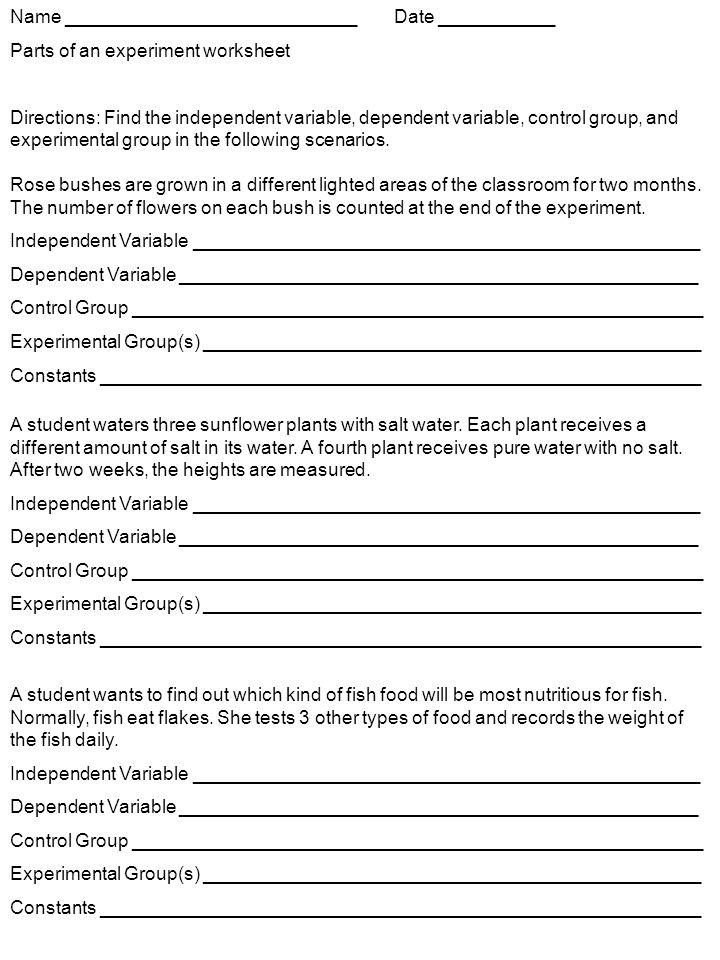 Printables Dependent And Independent Variables Worksheet independent vs dependent variable worksheet parts of an experiment directions the directionsthe dependent
