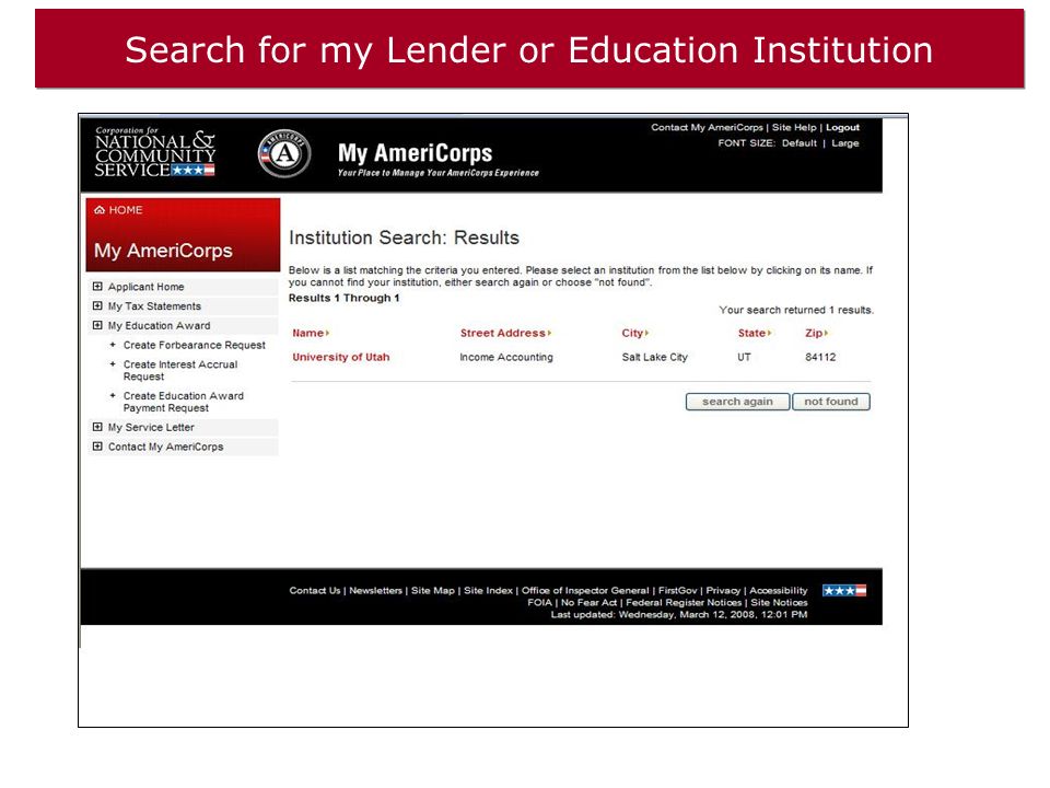 Search for my Lender or Education Institution