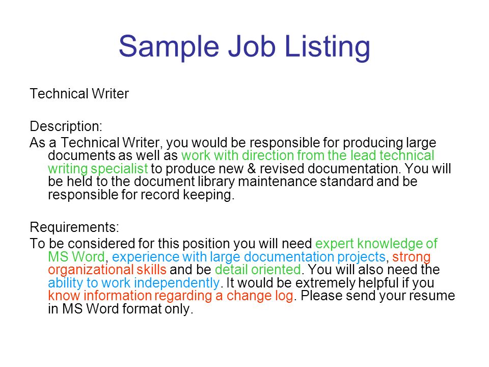 technical writing job description technical writing job description