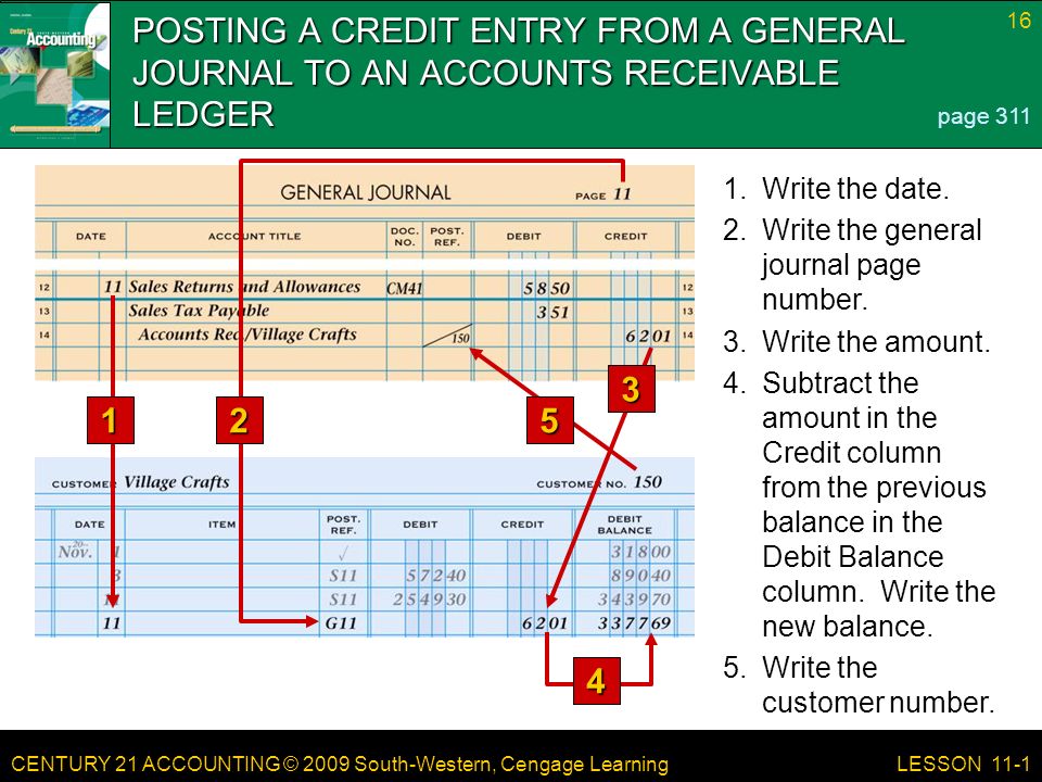CENTURY 21 ACCOUNTING © 2009 South-Western, Cengage Learning 16 LESSON Write the date.