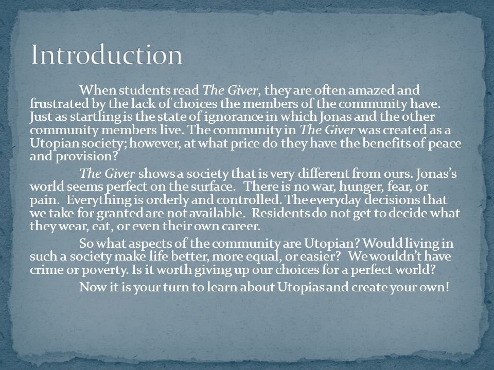 society of the giver essay Read story the giver essay by westlily13 with 1,140 reads essay, completed, dystopiavsutopia in the giver society, everything is perfectly planned out from. society of the giver essay Read story the giver essay by westlily13 with 1,140 reads essay, completed, dystopiavsutopia in the giver society, everything is perfectly planned out from.