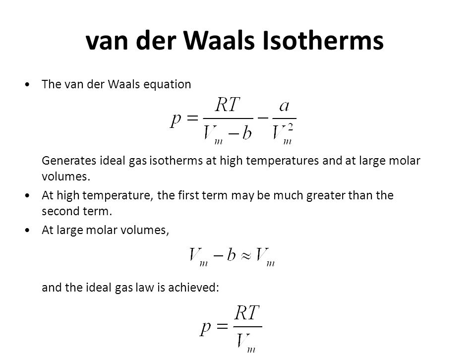 Van Der Waals Equation Solved For V Talkchannels Van Der Waals Equation For Real Gases Talkchannels