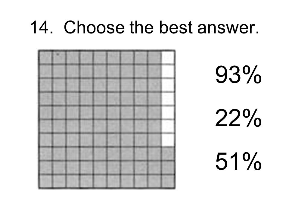 14. Choose the best answer. 93% 22% 51%