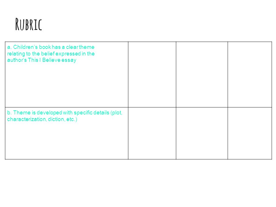 i believe essay rubric Readwritethink couldn't publish all of this great they should start the essay with the words i believe 5 distribute the “this i believe” podcast rubric. i believe essay rubric Readwritethink couldn't publish all of this great they should start the essay with the words i believe 5 distribute the “this i believe” podcast rubric.