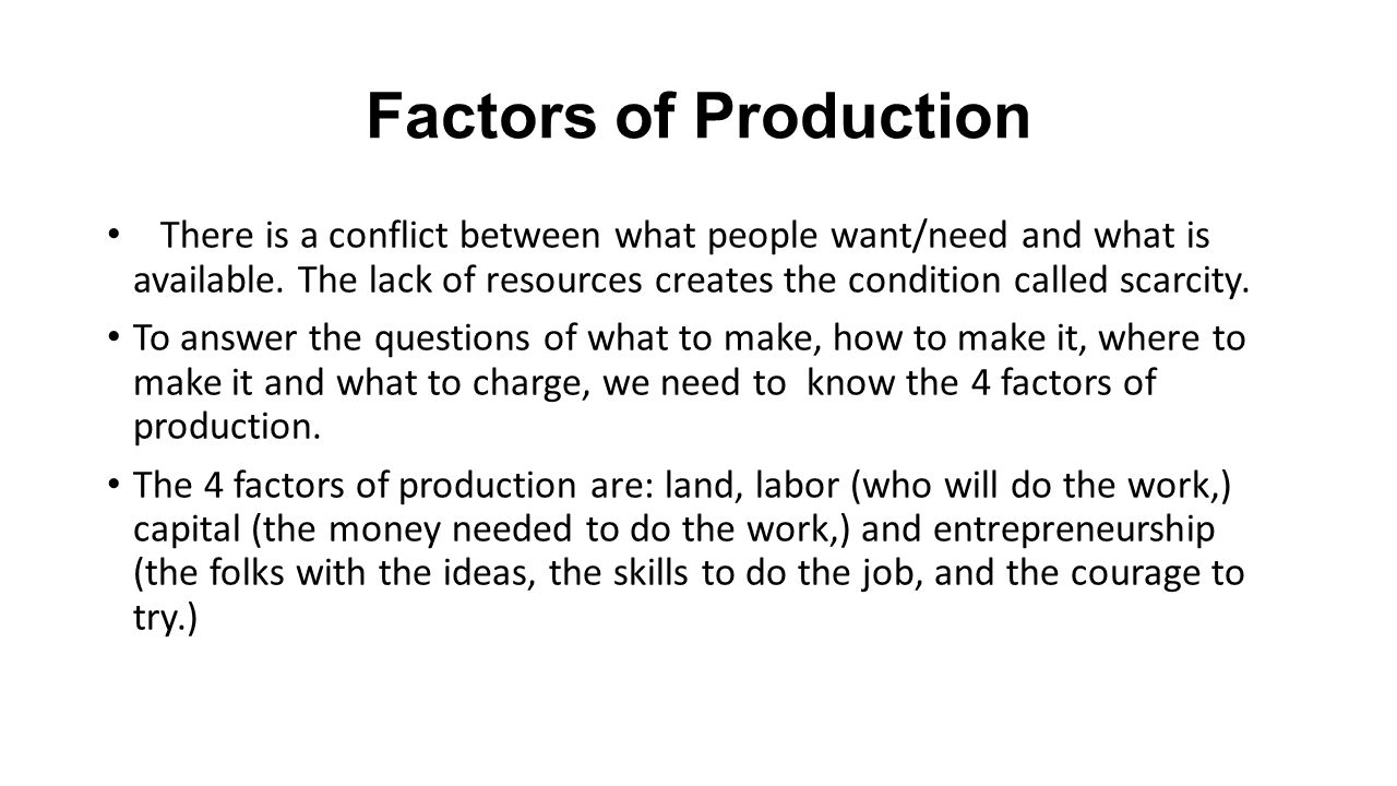 worksheet Scarcity And The Factors Of Production Worksheet Answers free enterprise and market systems factors of production there 2 production
