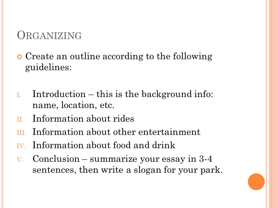 descriptive essay outline example