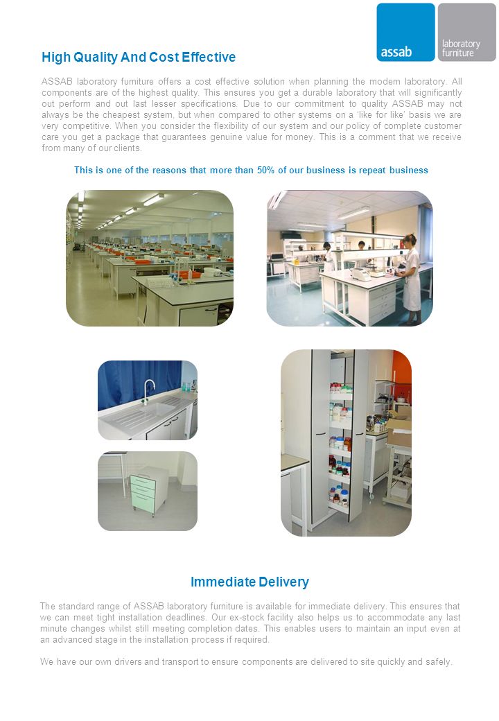 High Quality And Cost Effective ASSAB laboratory furniture offers a cost effective solution when planning the modern laboratory.