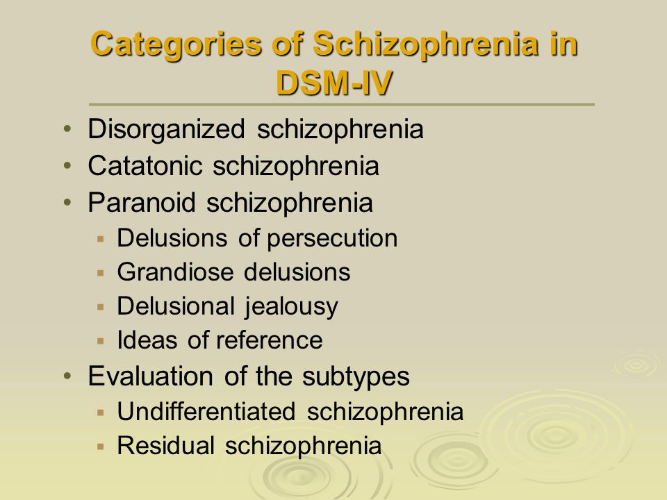 abnormal psychology schizophrenia Paranoid schizophrenia responds very well to medication and has the best prognosis of all the subtypes antipsychotic side effects include: motor side effects, for example pseudoparkinsonism (shake uncontrollably), bradykinesia, rigidity, & tardive dyskinesia, seizures, anticholinergic effects, antihistaminic effects, & neuroleptic malignant. abnormal psychology schizophrenia Paranoid schizophrenia responds very well to medication and has the best prognosis of all the subtypes antipsychotic side effects include: motor side effects, for example pseudoparkinsonism (shake uncontrollably), bradykinesia, rigidity, & tardive dyskinesia, seizures, anticholinergic effects, antihistaminic effects, & neuroleptic malignant.