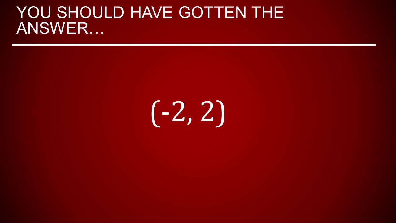 YOU SHOULD HAVE GOTTEN THE ANSWER… (-2, 2)