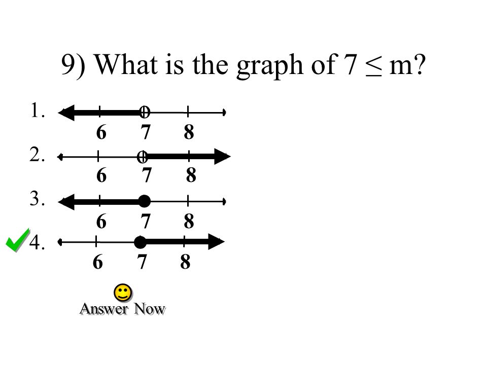 9) What is the graph of 7 ≤ m o 786 o 786 ● ● Answer Now