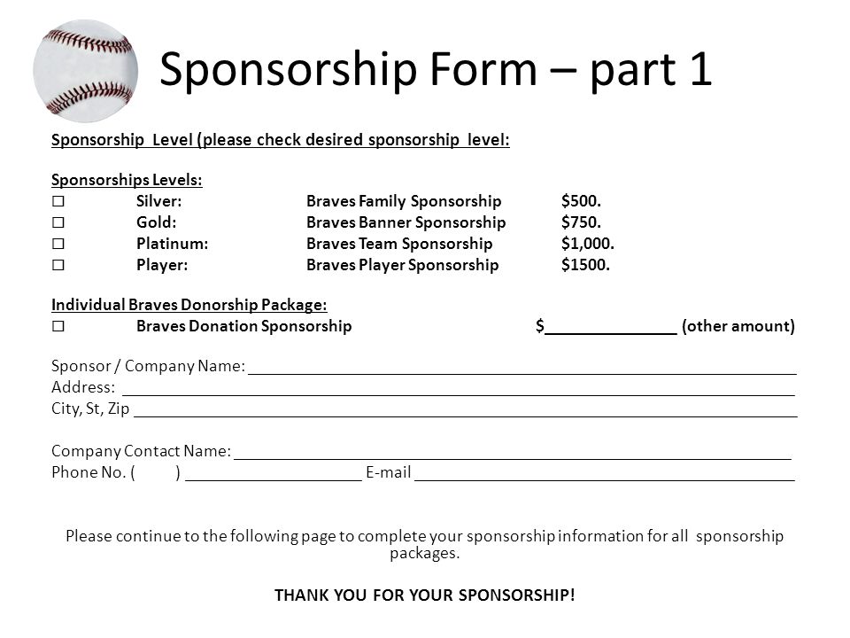 burr ridge braves 2016 sponsorship program information ppt download team sponsorship form