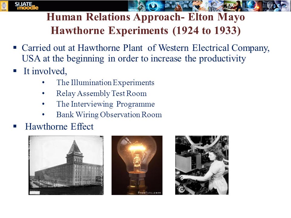 the hawthorne experiments illumination test Hawthorne studies consist of the following experiments i illumination from marketing management 14mba101 at bnm college relay assembly test. the hawthorne experiments illumination test Hawthorne studies consist of the following experiments i illumination from marketing management 14mba101 at bnm college relay assembly test.