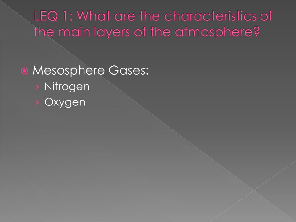  Mesosphere Gases: › Nitrogen › Oxygen
