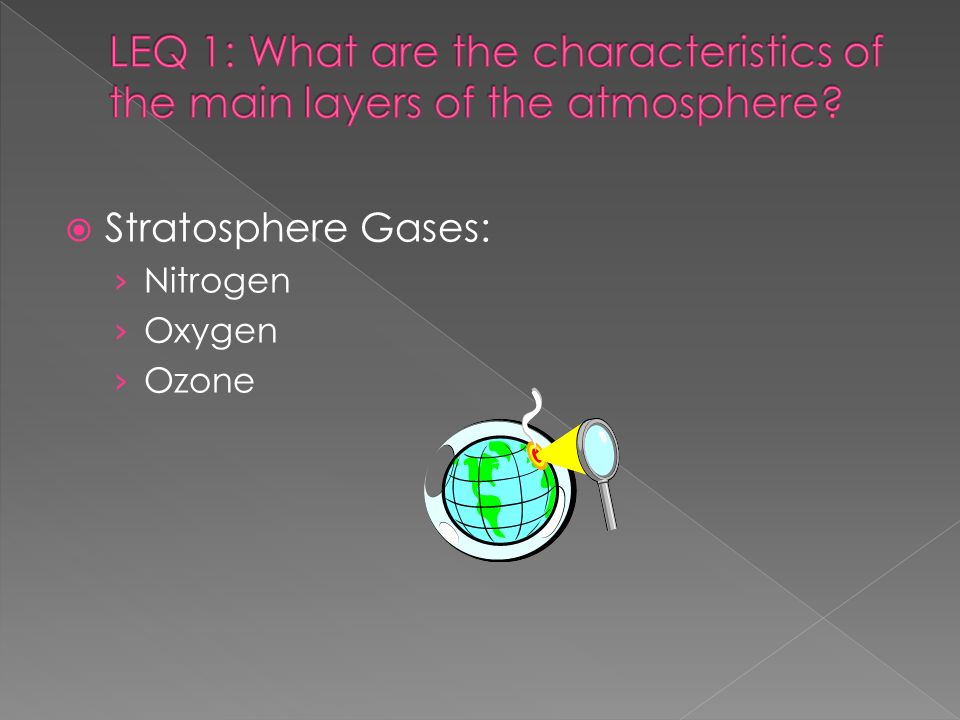  Stratosphere Gases: › Nitrogen › Oxygen › Ozone