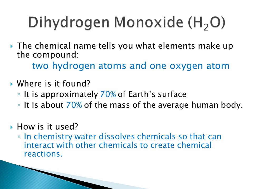 chemical name for water