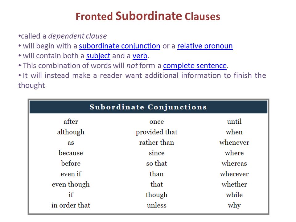 Image result for fronted subordinate clause