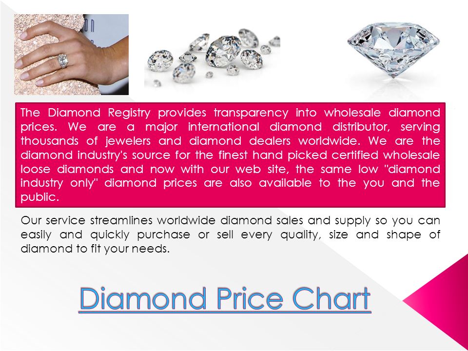 The Diamond Registry provides transparency into wholesale diamond prices.