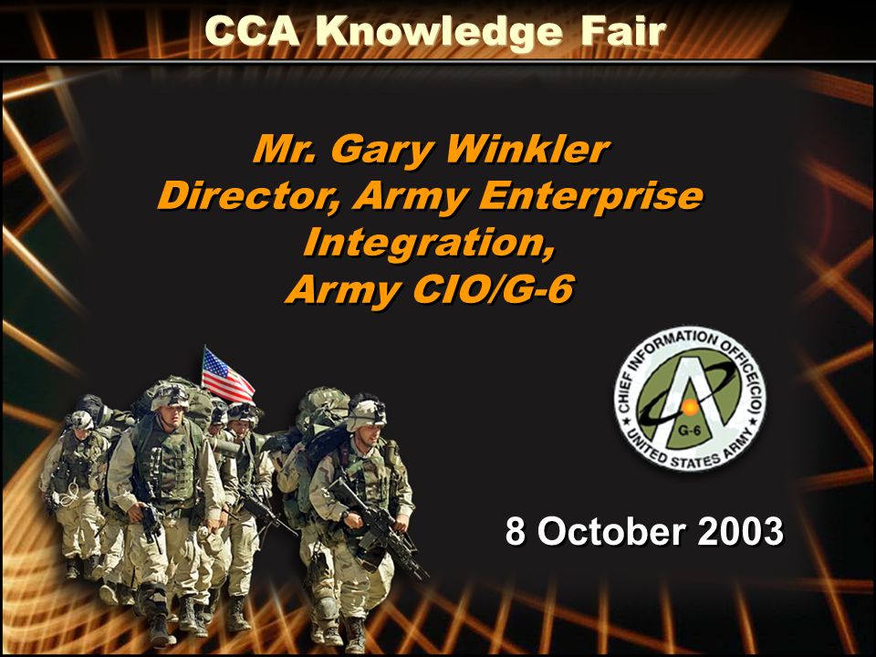 1 8 october 2003 mr gary winkler director army enterprise army enterprise