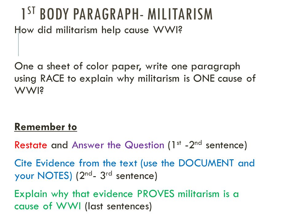 What was the underlying cause of world war 1 dbq essay