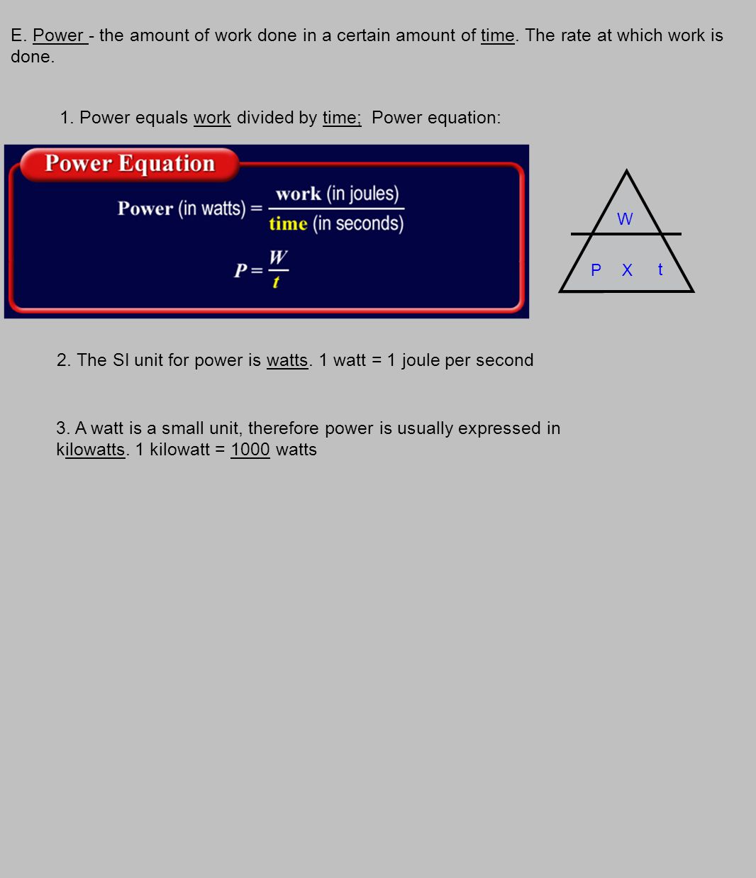 Work Power And Machines Glencoe Chapter 5 A Is The E Power The Amount Of Work Done In A Certain Time