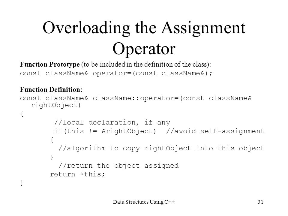 Assignment Operator Overloading