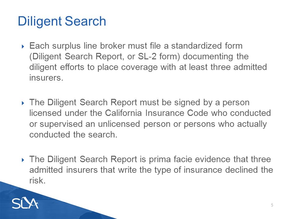 filing requirements for the surplus line association of california sl 2 form