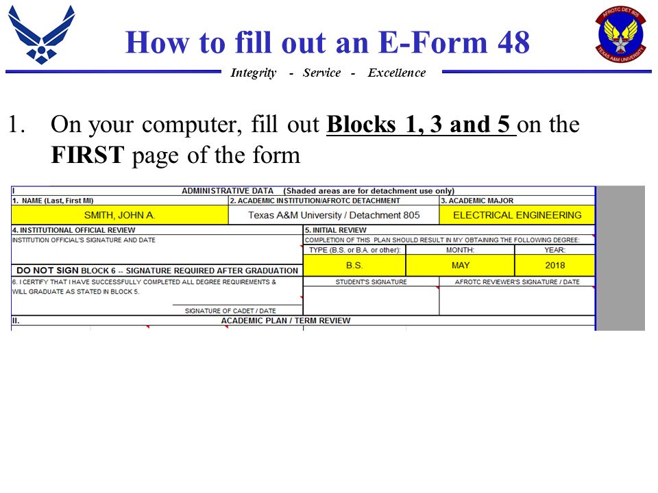 integrity service excellence electronic form 48 instructions form 48