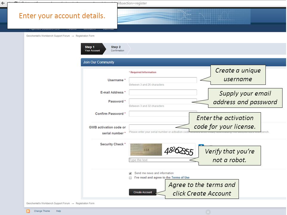 Enter your account details.