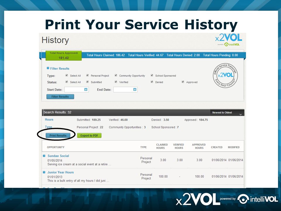 Print Your Service History