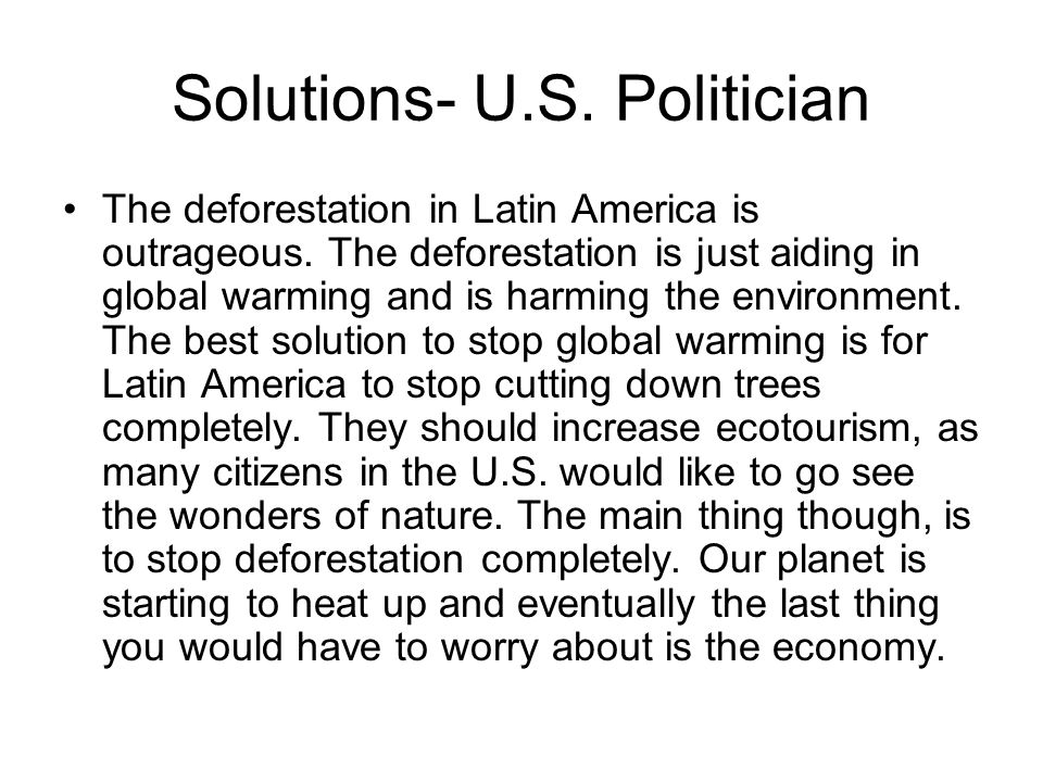 Paragraph on danger of deforestation