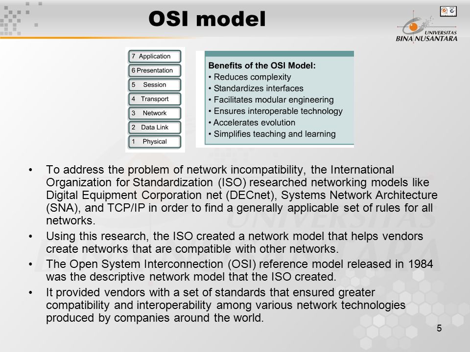 how standards ensure greater compatibility and interoperability between various types of network tec • the international organisation for standardisation (iso) recognised this and researched various network schemes, and in 1984 introduced the open systems interconnection (osi) reference model • the osi reference model has standards which ensure vendors greater compatibility and interoperability between various types of network technologies. how standards ensure greater compatibility and interoperability between various types of network tec • the international organisation for standardisation (iso) recognised this and researched various network schemes, and in 1984 introduced the open systems interconnection (osi) reference model • the osi reference model has standards which ensure vendors greater compatibility and interoperability between various types of network technologies.