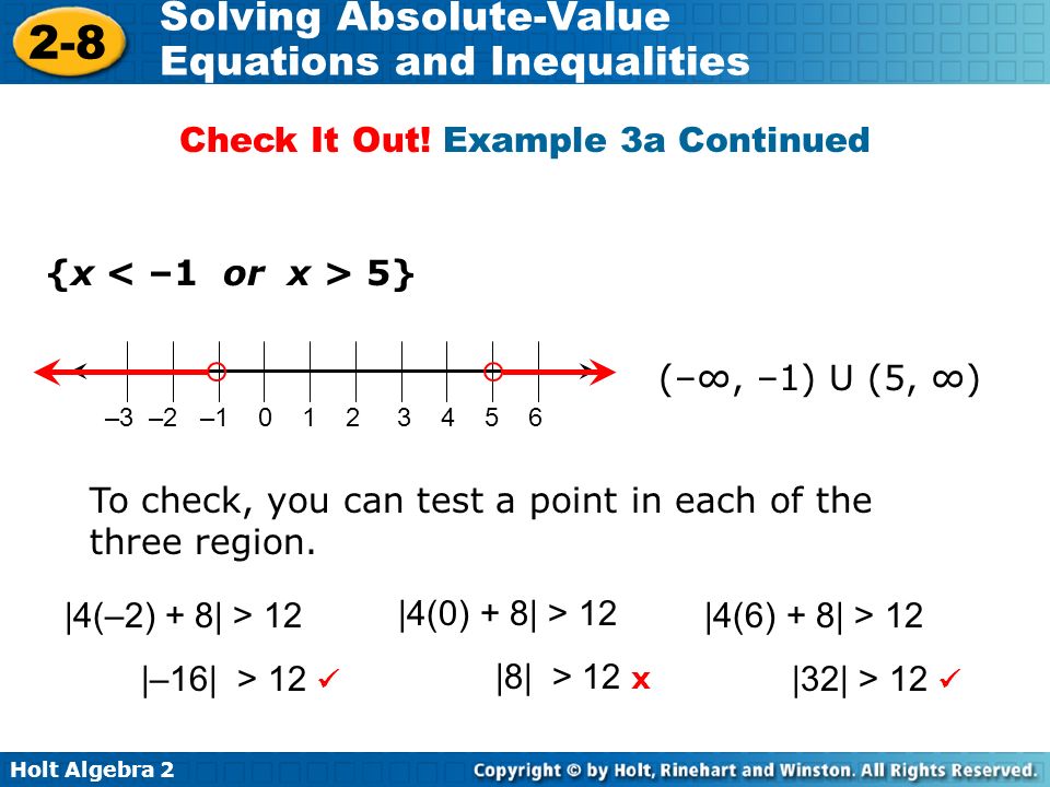 Lesson 2 8 Practice B Solving Absolute Value Equations And Holt Algebra Solving Absolute Value Equations And Inequalities